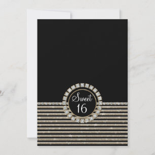 Art Deco Modern Horizontal Striped Birthday Party Invitation