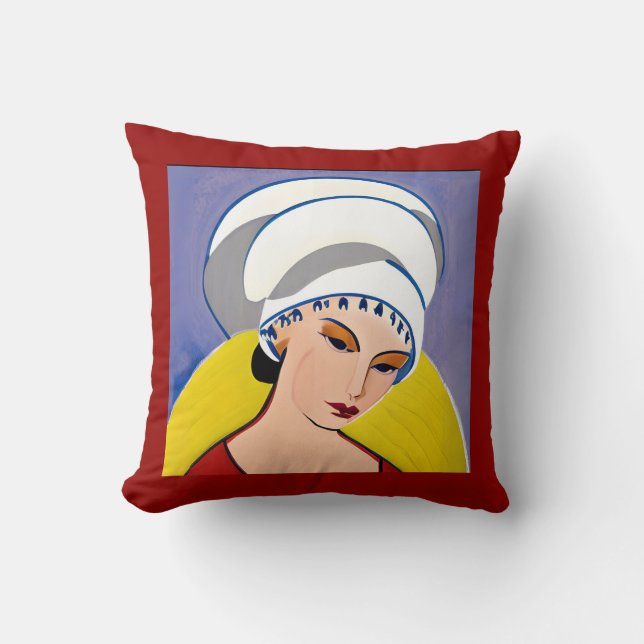 Art Deco Modern Lady in a Turban Cushion (Front)