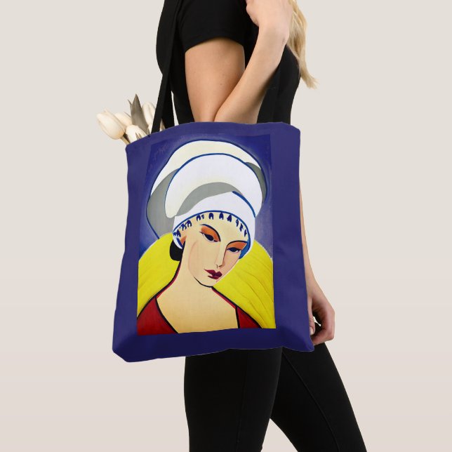 Art Deco Modern Lady in a Turban Tote Bag (Close Up)