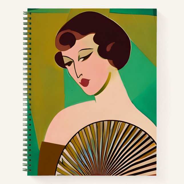 Art Deco Modern Lady with a Fan Journal  (Front)