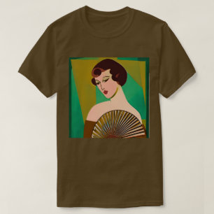 Art Deco Modern Lady with a Fan T-Shirt
