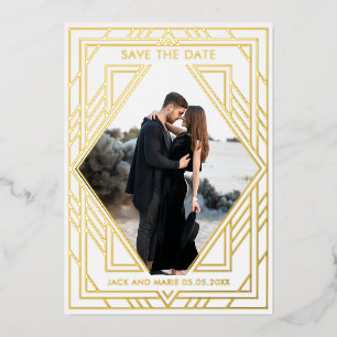 Art Deco Modern Save the Date Foil Holiday Card