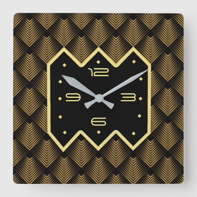 Art Deco modern Square Wall Clock (Front)