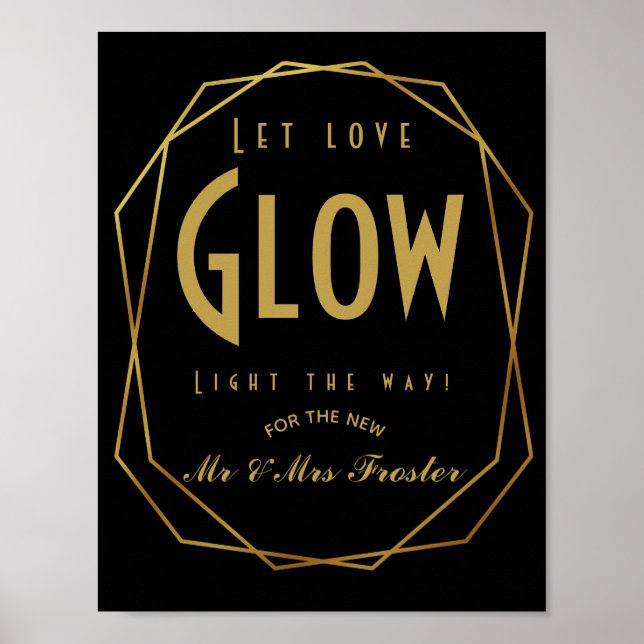 Art Deco Modern style Let love glow wedding party Poster (Front)