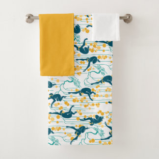 Art Deco Monkeys (autumn) Bath Towel Set