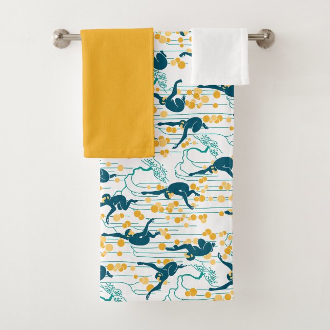 Art Deco Monkeys (autumn) Bath Towel Set (Insitu)