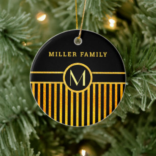Art deco monogram ceramic ornament