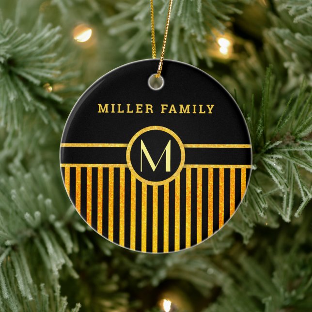 Art deco monogram ceramic ornament (Tree)