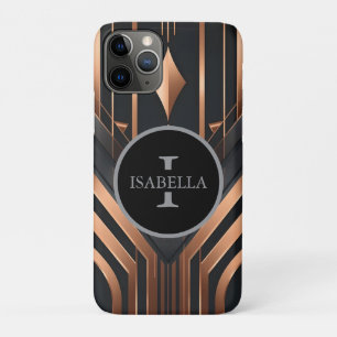 Art Deco Monogram Circle Name Design iPhone 11 Pro Case