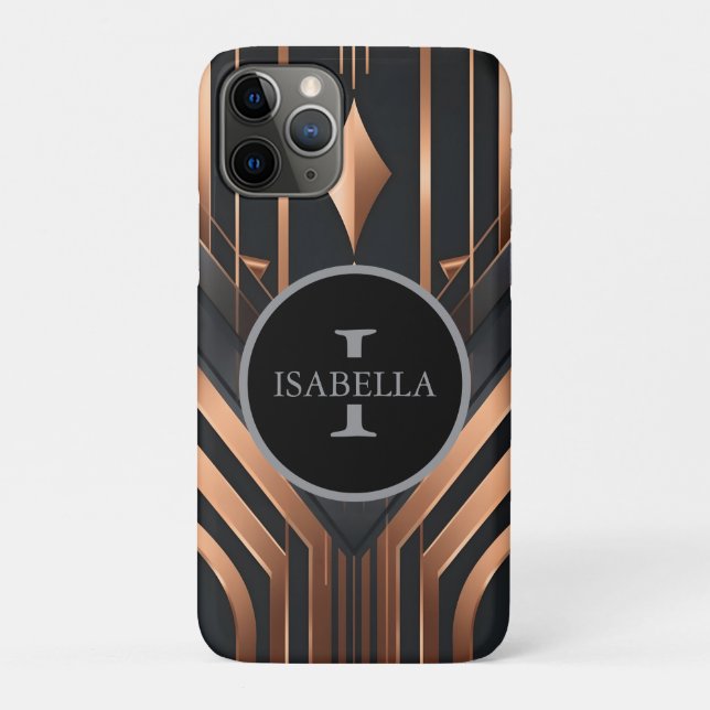 Art Deco Monogram Circle Name Design Case-Mate iPhone Case (Back)