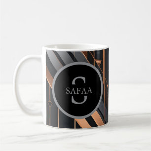 Art Deco Monogram Circle Name Design Coffee Mug