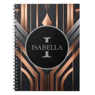 Art Deco Monogram Circle Name Design Notebook