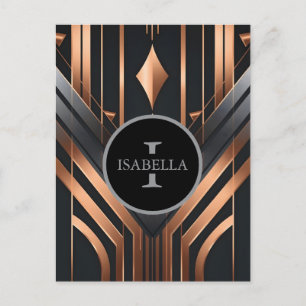 Art Deco Monogram Circle Name Design Postcard