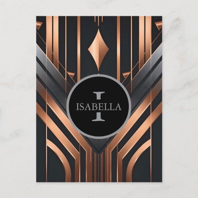 Art Deco Monogram Circle Name Design Postcard (Front)