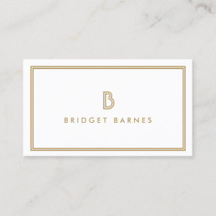 ART DECO MONOGRAM INITIAL LOGO in GOLD and WHITE Business Card