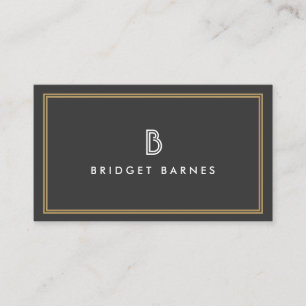 ART DECO MONOGRAM INITIAL LOGO in WHITE and GRAY Business Card
