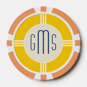Art Deco Monogram Initials Personalised Poker Chip