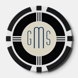 Art Deco Monogram Initials Personalised Poker Chip