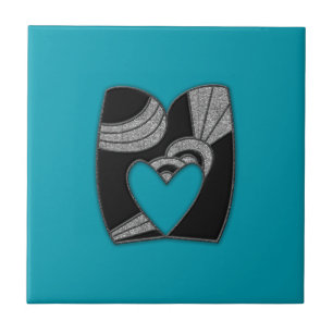 art deco monogram - M Ceramic Tile