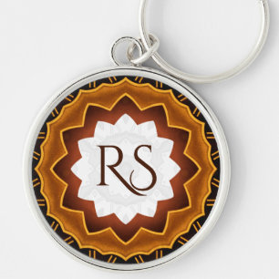 Art Deco Monogrammed Button Keychain