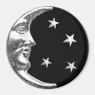 Art Deco Moon and Stars - Black and Silver Magnet