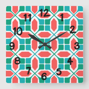Art Deco Mosaic Square Wall Clock