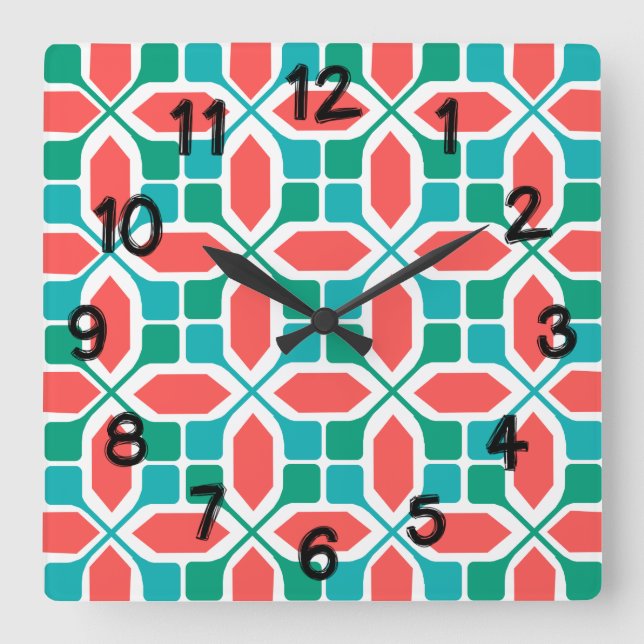 Art Deco Mosaic  Square Wall Clock (Front)