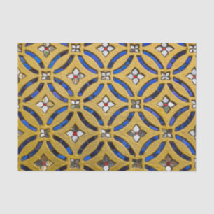 Art Deco Mosaic Tiled Gold and Blue Tissue Paper