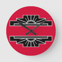 Art Deco Motif in B&W and Red Round Clock