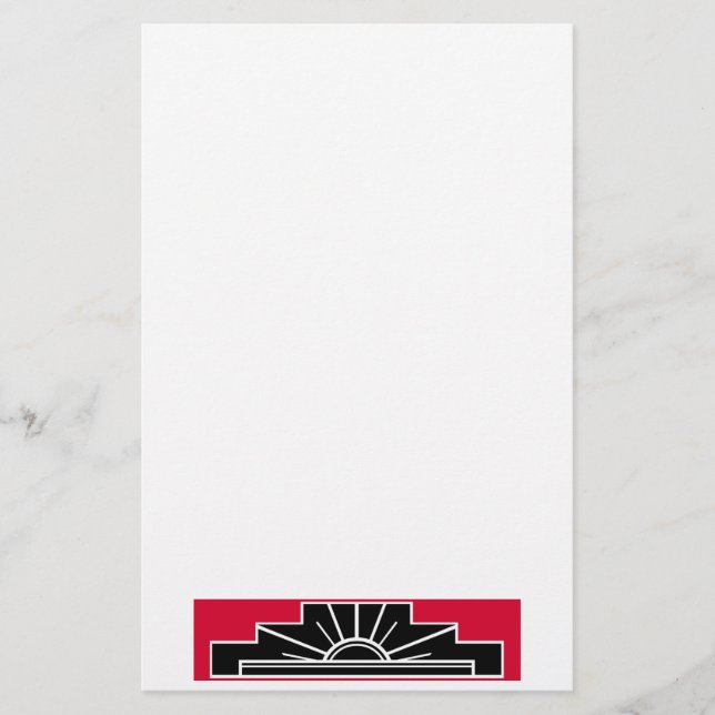 Art Deco Motif in B&W and Red Stationery (Front)