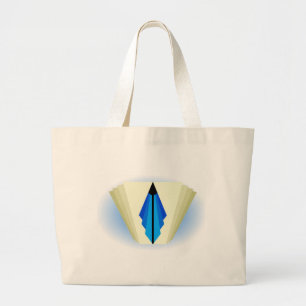 Art Deco Motif in Blues and Creams Large Tote Bag