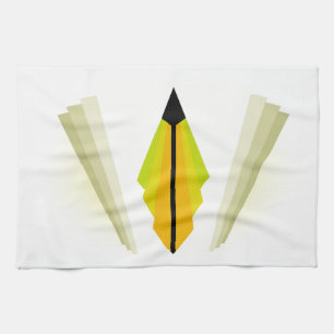 Art Deco Motif in Oranges and Yellows Tea Towel