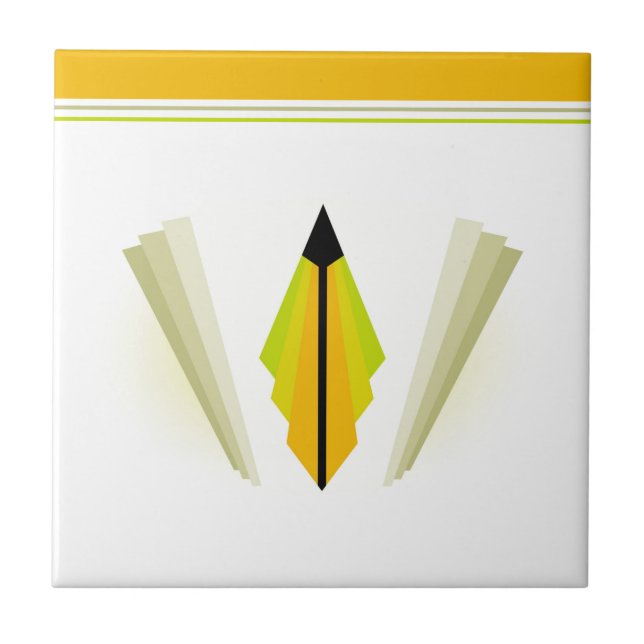 Art Deco Motif in Oranges and Yellows Tile (Front)