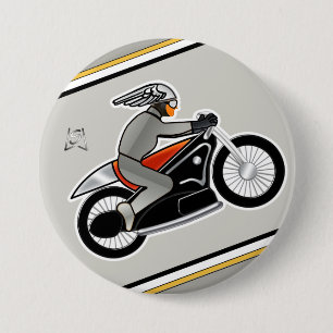 Art Deco Motorcycle (3" pin) 7.5 Cm Round Badge