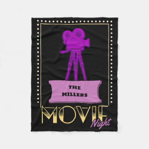 Art Deco Movie Night Personalised Family Name Fleece Blanket