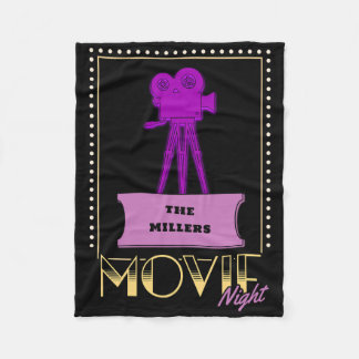 Art Deco Movie Night Personalised Family Name Fleece Blanket