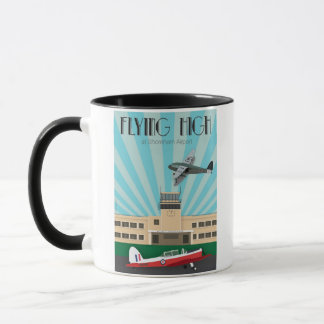 Art deco mug with Shoreham Airport and Chipmunk