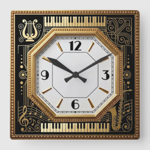 Art Deco Music Square Wall Clock