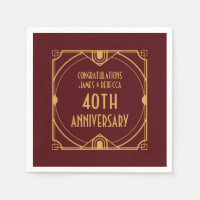 Art Deco Name 40th Wedding Anniversary Ruby Red