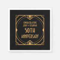 Art Deco Name 50th Wedding Anniversary Black