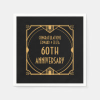 Art Deco Name 60th Wedding Anniversary Gold Black