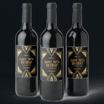 Art Deco Name Happy 30th Birthday Gold Black Wine Label<br><div class="desc">To make a bottle gift extra special, add a label with your recipient's name, date and occasion. This Is in 1920s era Art Deco style elegance in gold and black for a 30th birthday gift. You can easily change the text, and also customise fonts, text colour and background colours if...</div>