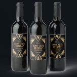 Art Deco Name Happy 40th Birthday Gold Black Wine Label<br><div class="desc">To make a bottle gift extra special, add a personalised label with your recipient's name, date and occasion. This Is in 1920s era Art Deco fashion in elegant gold and black for a 40th birthday gift. You can easily change the text, and also customise fonts, text colour and background colours...</div>