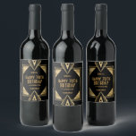 Art Deco Name Happy 70th Birthday Gold Black Wine Label<br><div class="desc">To make a bottle gift extra special, add a label with your recipient's name, date and occasion. This Is in roaring twenties era Art Deco style elegance in gold and black for a 70th birthday gift. You can easily change the text, and also customise fonts, text colour and background colours...</div>