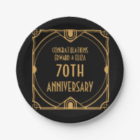 Art Deco Names 70th Wedding Anniversary Black