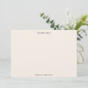 Art Deco Names Ivory Cream Black Elegant Wedding Thank You Card