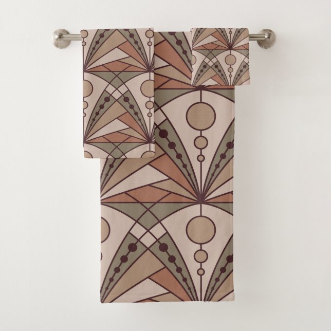 Art Deco (natural terracotta shades) Bath Towel Set (Insitu)