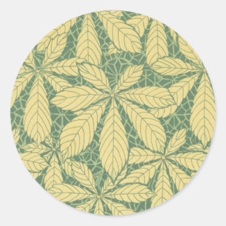 art deco nature leaves pattern art classic round sticker