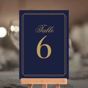 Art Deco Navy Blue And Gold Table Number
