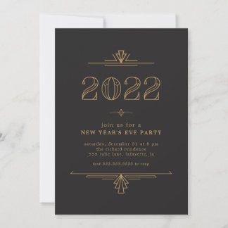 Art Deco New Year's Party Invitations
